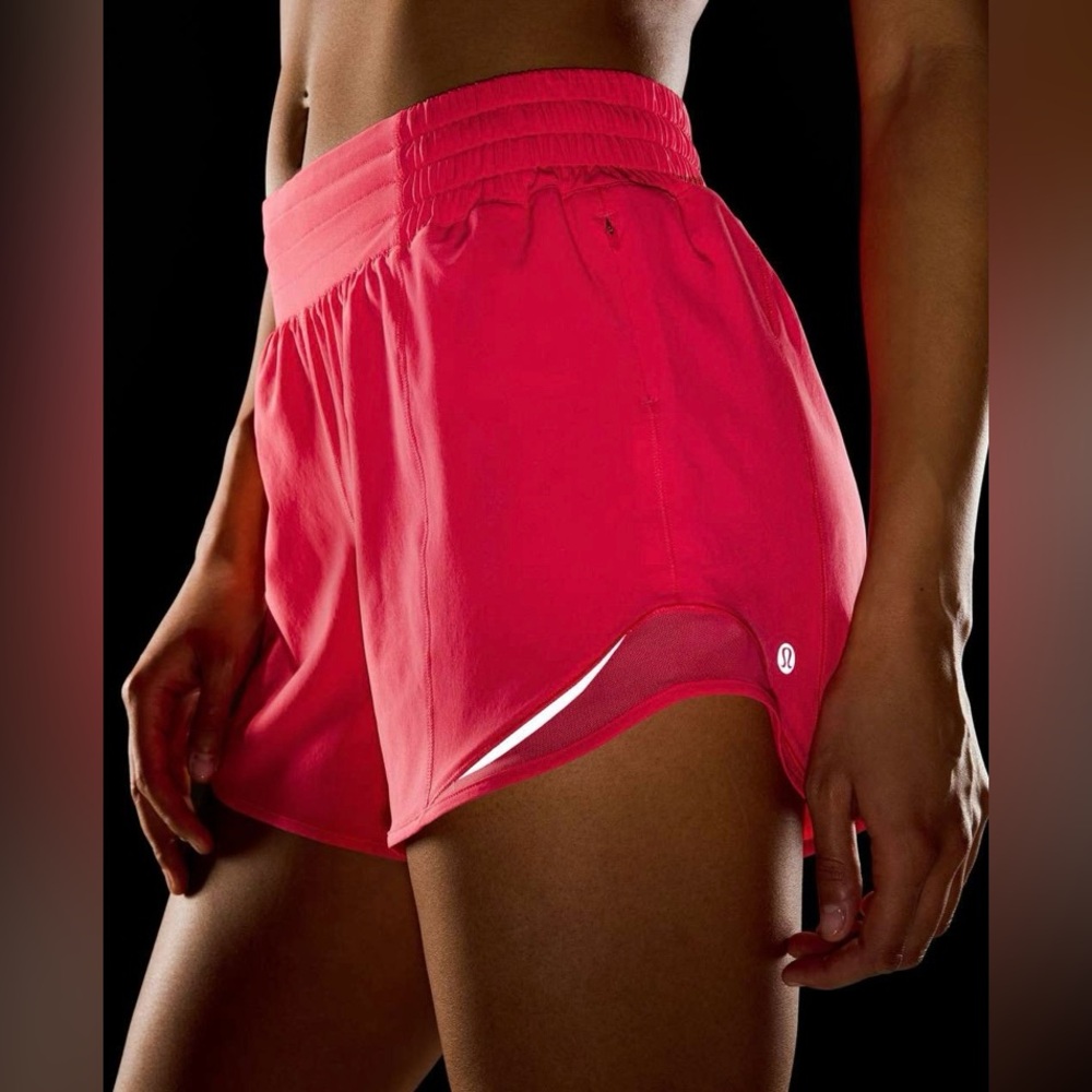 NWT Lululemon Hotty Hot High Rise 4” Lined Glazed Pink Size 4